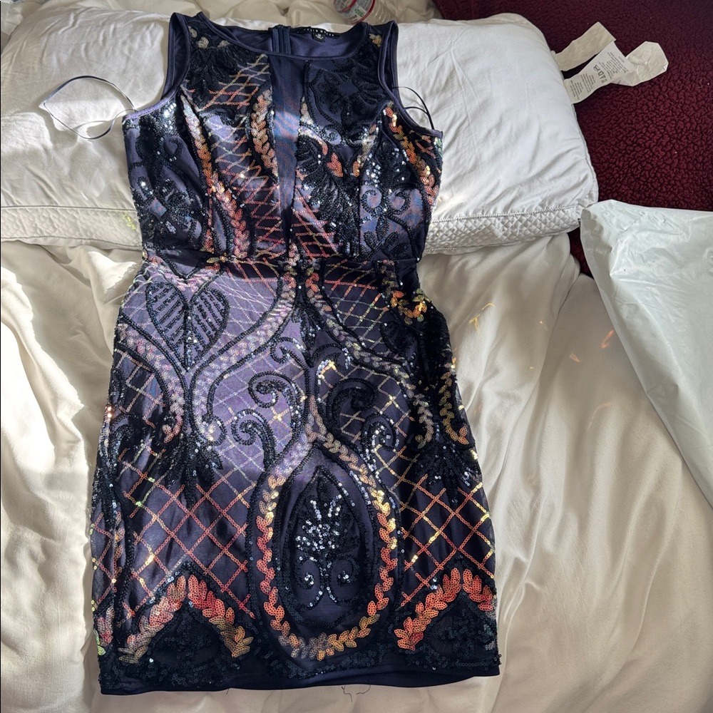 Haute Monde Dark Blue with Sequin Mini Dress